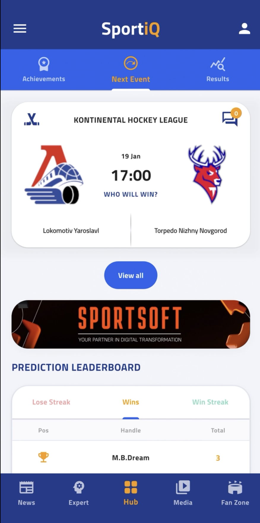Скриншот приложения SportiQ